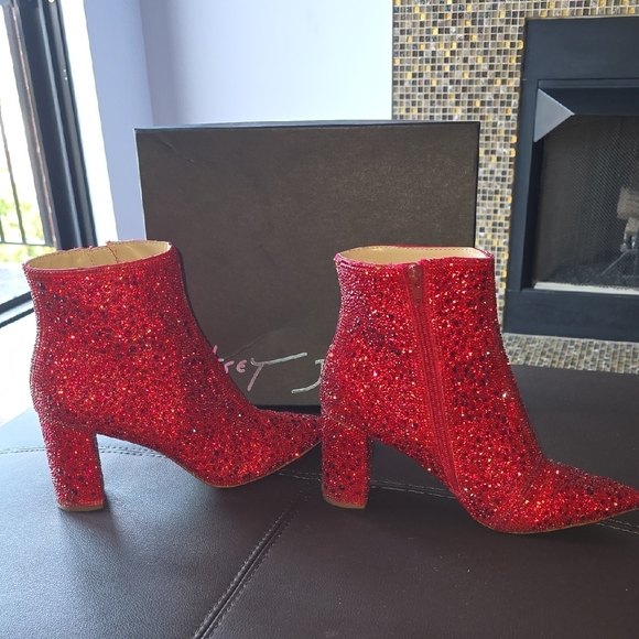Betsey Johnson Cady Red Sequine Booties - Picture 4 of 11